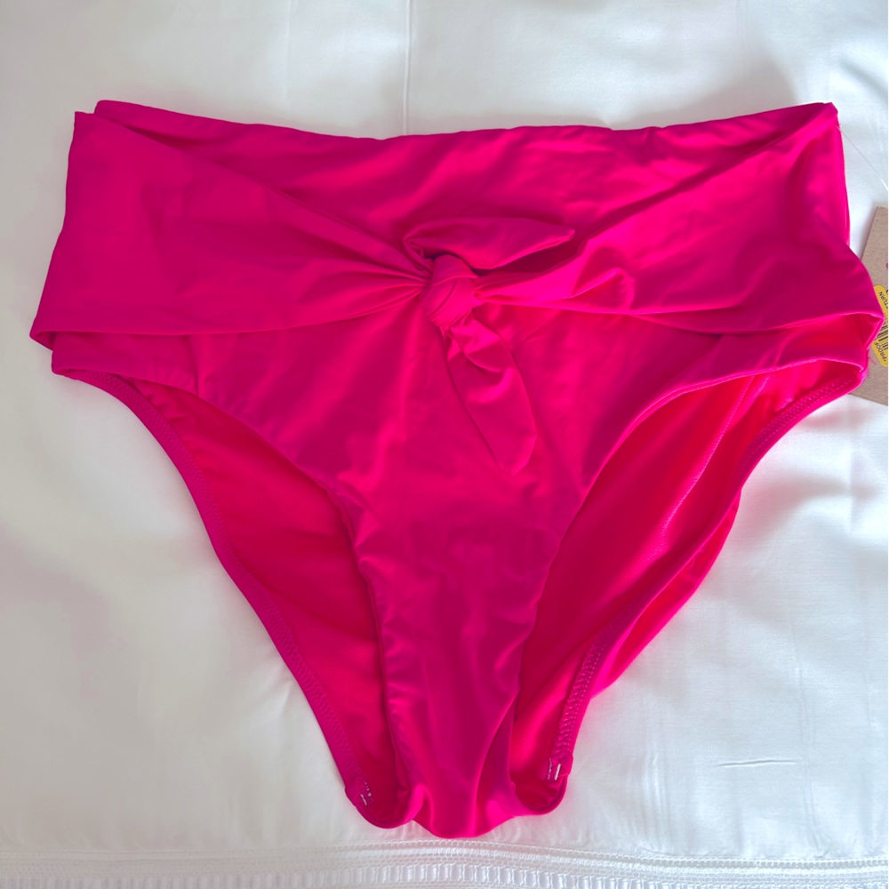 NWT Cremieux bright pink bikini bottom. Tie waist. Size medium. So cute!